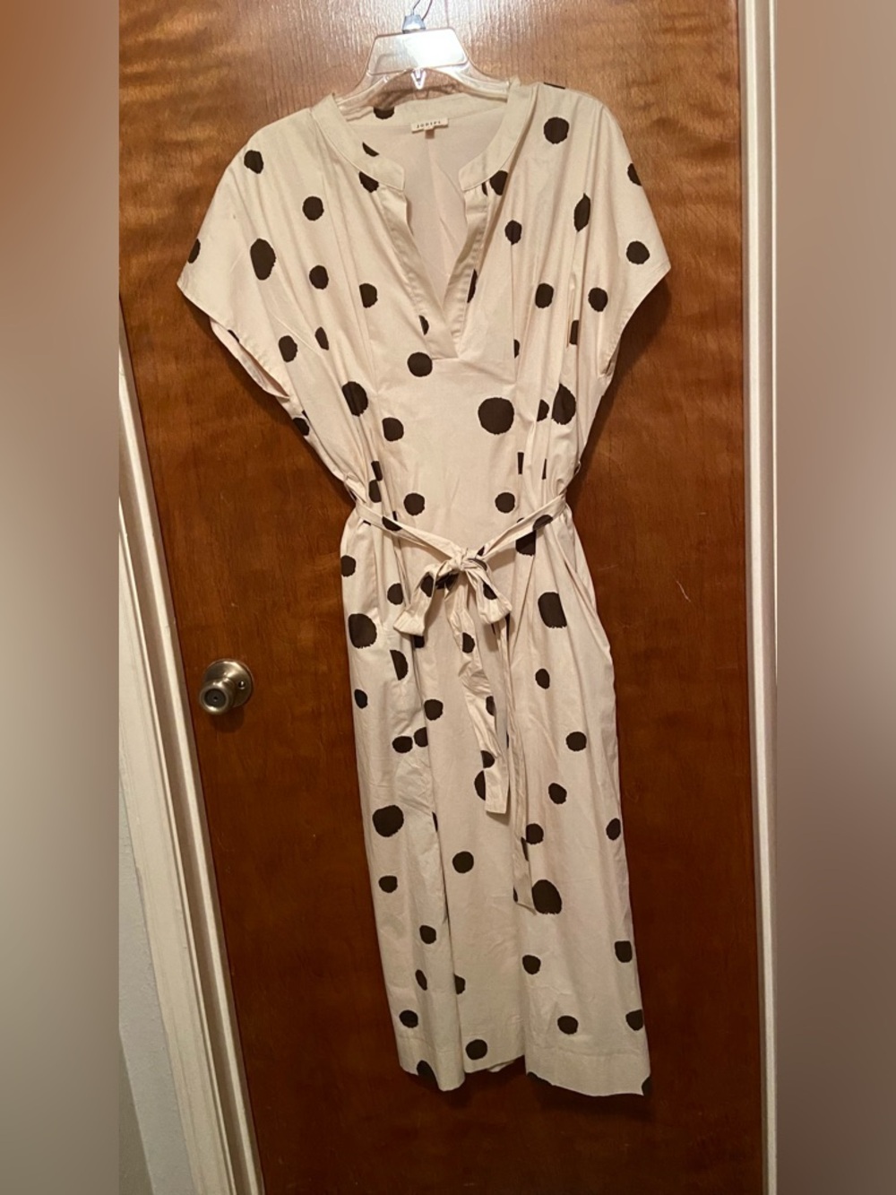 Cream and Brown polka Dot Midi Dress